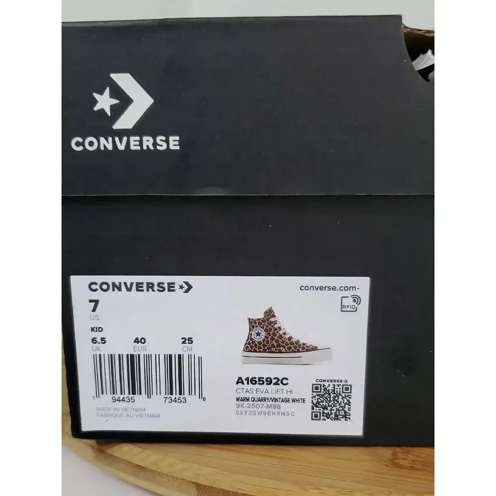 Converse CTAS Eva Big Kids' Platform Sneakers Leopard Print Size 7 NIB